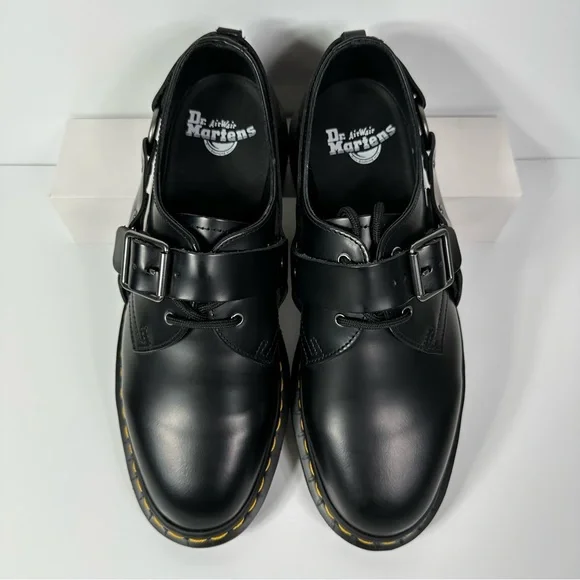 DOC HENREE POLISHED SMOOTH LEATHER BUCKLE SHOES WOMENS SIZE 9 HARNESS STRAPS NEW - Picture 2 of 10